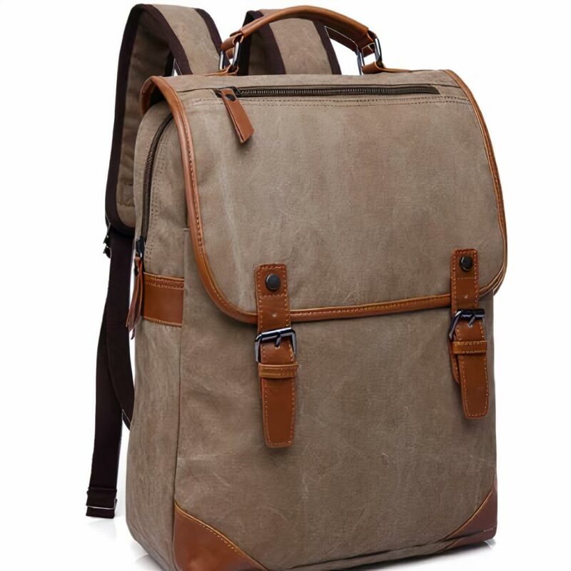 Zaino in tela vintage da uomo - Grigio - Zaino per laptop Zaino per la scuola