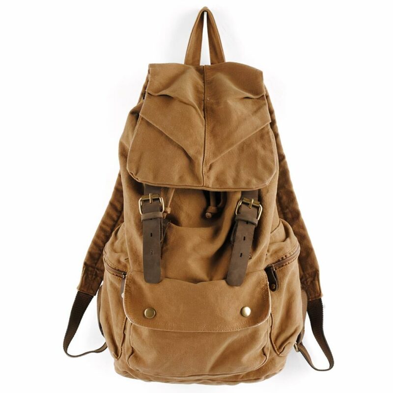 Zaino da viaggio in tela alla moda - Khaki - Zaino in tela