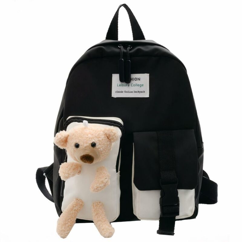 Zaino a forma di orsetto per bambini - Nero - Borsa a zaino