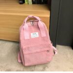 Zaino da donna in velluto a coste per computer - Rosa - Zaino da scuola Zaino da donna