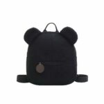 Zaino scuola in pile per bambini - Nero - Zaino orsetto