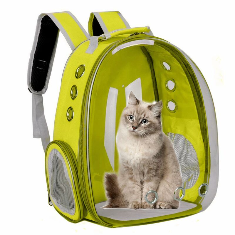 Zaino trasparente per piccoli animali domestici - Giallo - Cat Dog