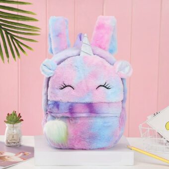 Zaino da bambina in peluche con unicorno - Viola - Zaino da scuola Zaino da scuola