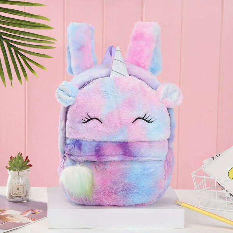 Zaino da bambina in peluche con unicorno - Viola - Zaino da scuola Zaino da scuola