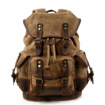 Zaino a cartella vintage - Cammello - Borsa a zaino