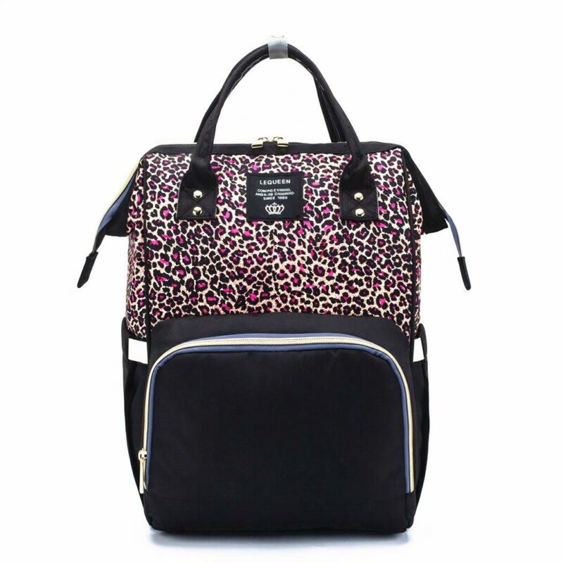 Borsa per pannolini per bambini con stampa leopardata - Rosa - Borsa per pannolini