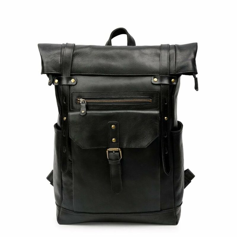Zaino da bicicletta in pelle - Nero - Borsa zaino
