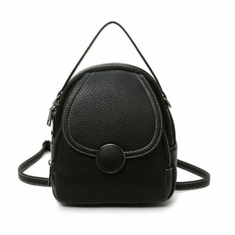 Zaino piccolo da donna in pelle - Nero - Borsa in pelle