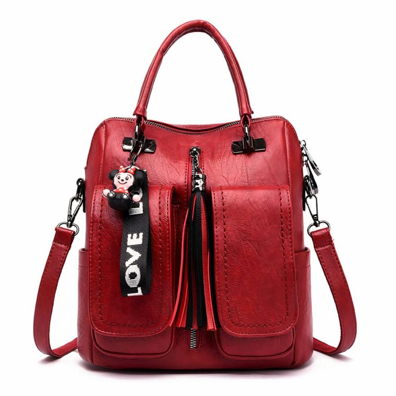 Zaino in morbida pelle vintage - Rosso - Borsa a mano
