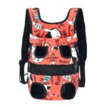 Zaino regolabile per cani e gatti in rosso e nero con sfondo bianco