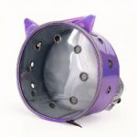 Zaino circolare trasparente per animali viola e trasparente con sfondo bianco