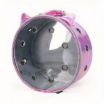 Zaino animale circolare trasparente e rosa con sfondo bianco