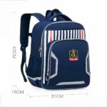 Zaino scuola blu, bianco e rosso riflettente per bambini