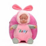Zaino bambino in peluche 3D rosa con sfondo bianco