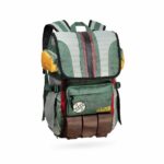 Zaino da viaggio verde in stile Star Wars con sfondo bianco