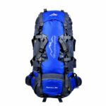 Zaino da trekking impermeabile blu con sfondo bianco
