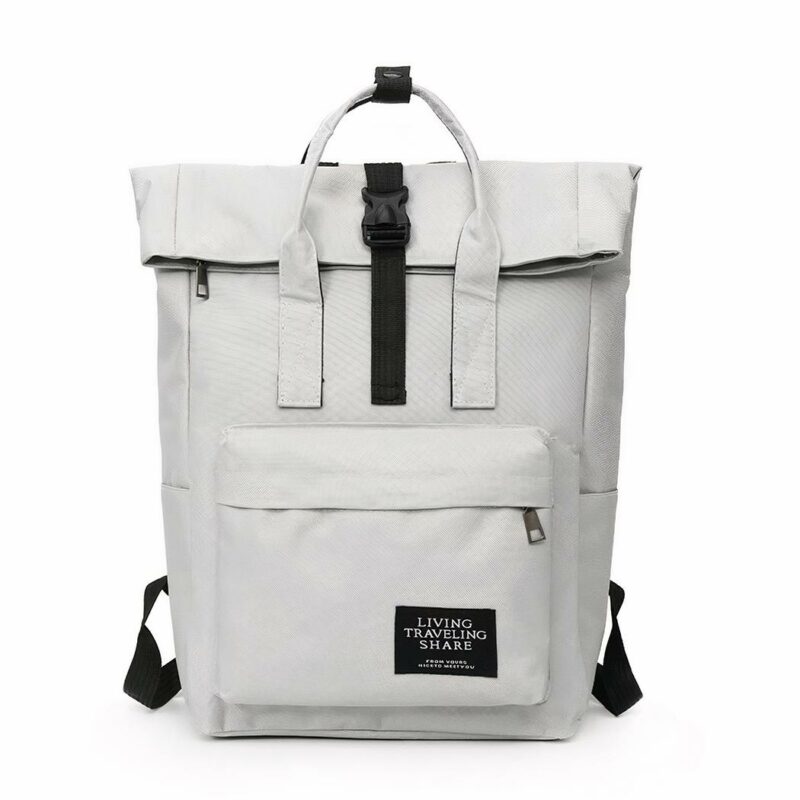 Zaino Rolltop da donna per computer in bianco con sfondo bianco