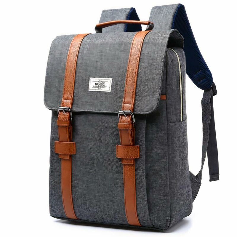 Zaino in tessuto stile vintage - Grigio - Zaino scuola Borsa