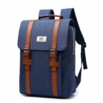 Zaino in tessuto stile vintage - Blu - Zaino scuola Zaino