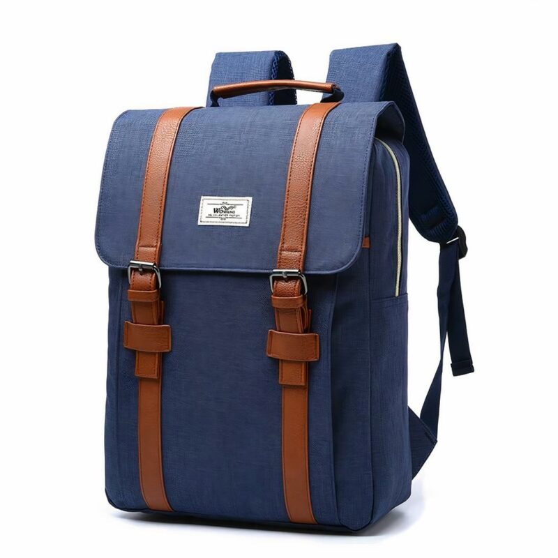 Zaino in tessuto stile vintage - Blu - Zaino scuola Zaino