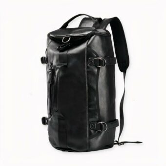 Questo zaino multifunzionale in pelle nera è l'accessorio ideale per i suoi viaggi.
