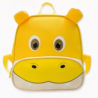 Zaino ippopotamo giallo per bambini con sfondo bianco