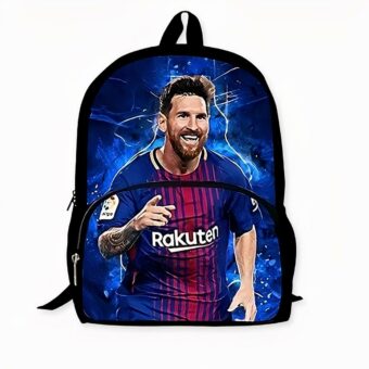 Zaino per bambini con stampa Messi blu. Di buona qualità e molto trendy.