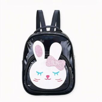 Zaino da bambina in similpelle riflettente con motivo di coniglio in una gamma di colori alla moda