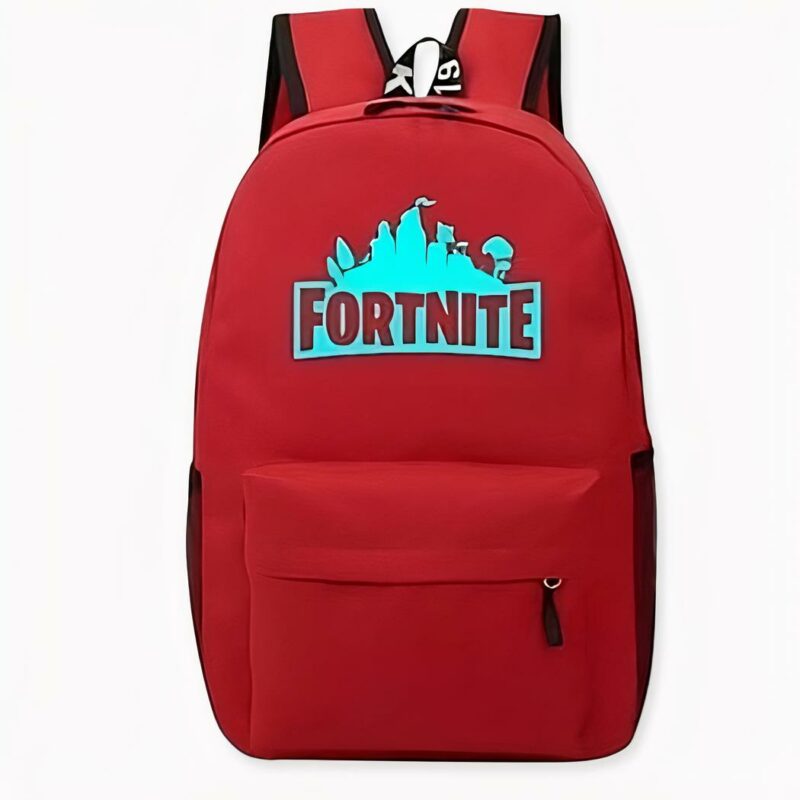 Zaino Fortnite in tinta unita rossa. Di buona qualità e molto alla moda.