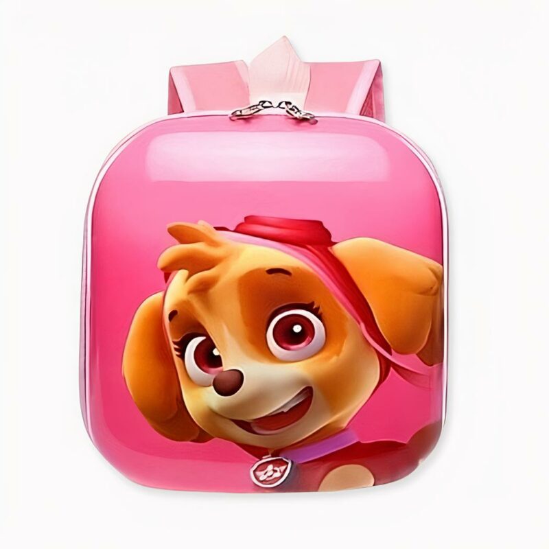Sac_à_dos_à_motif_Pat_Patrouille_Rose_ou_Jaune_2 Zaino rosa della Patrol Patrol con la testa di Skye su sfondo bianco