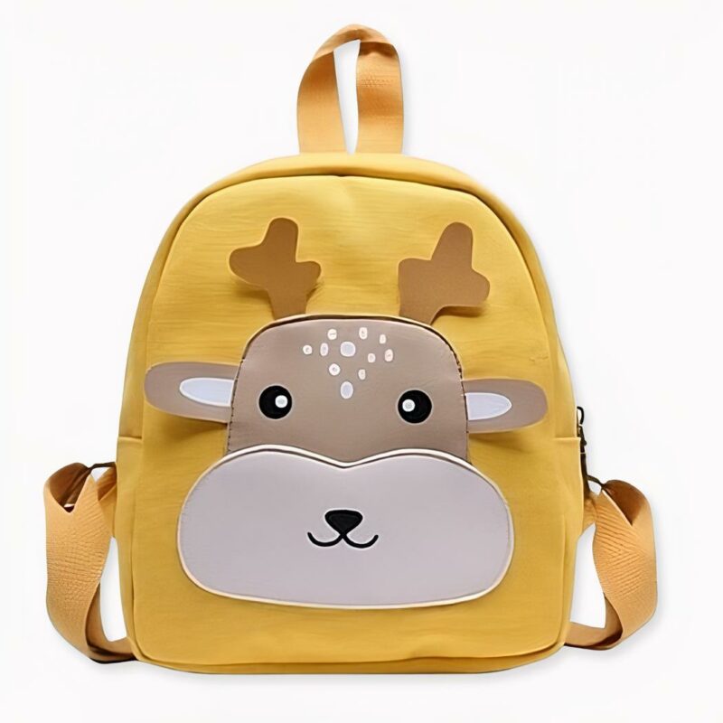 Zaino scuola con piccolo cervo per bambini in giallo, grigio e bianco