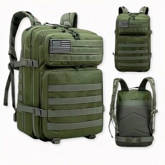 Zaino militare verde, di buona qualità e molto pratico.