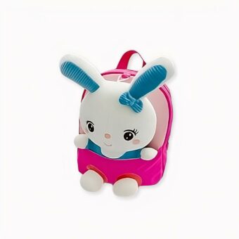 Zaini scolastici in peluche di coniglio per bambini in rosa, di buona qualità e molto alla moda.