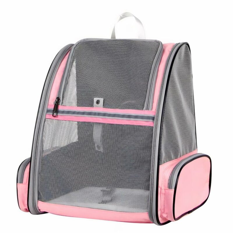 Zaino gatto traspirante grigio rosa