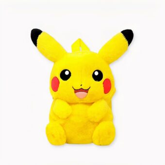 Mini zaino in peluche Pokémon Pikachu sorridente, giallo. Di buona qualità e molto trendy.