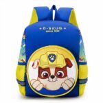 Zaino Patrol in flanella blu e gialla con sfondo bianco