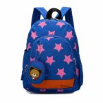 Zaino con ciondolo a forma di orso blu su sfondo bianco