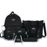 Set di zaini con ciondolo a pompon in nero