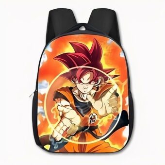 Zaino Dragon Ball Son Goku Super saiyen god. Di buona qualità e molto alla moda.
