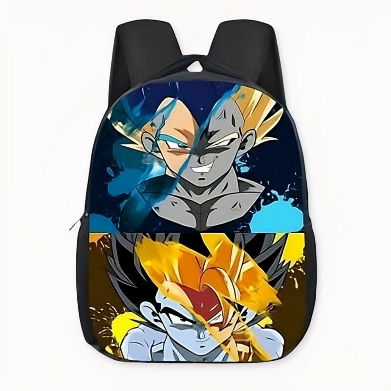 Zaino Dragon Ball Z Son Goku e Vegeta nero con motivo, di buona qualità e molto alla moda.