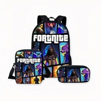 Zaino Fortnite 3 pezzi multicolore. Di buona qualità e molto alla moda.