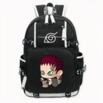 Zaino Gaara di Naruto Uzumaki in nero con motivo frontale, di buona qualità e molto trendy.