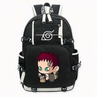 Zaino Gaara di Naruto Uzumaki in nero con motivo frontale, di buona qualità e molto trendy.