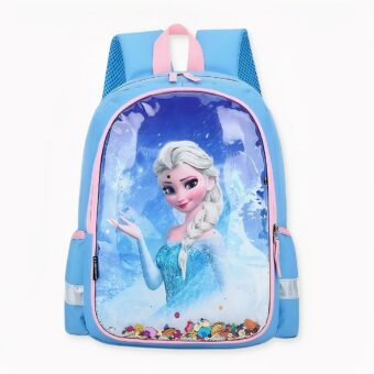 Zaino scuola con motivo Elsa per ragazze, blu.