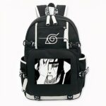 Zaino nero con modello Itachi Uchiwa e tasche laterali