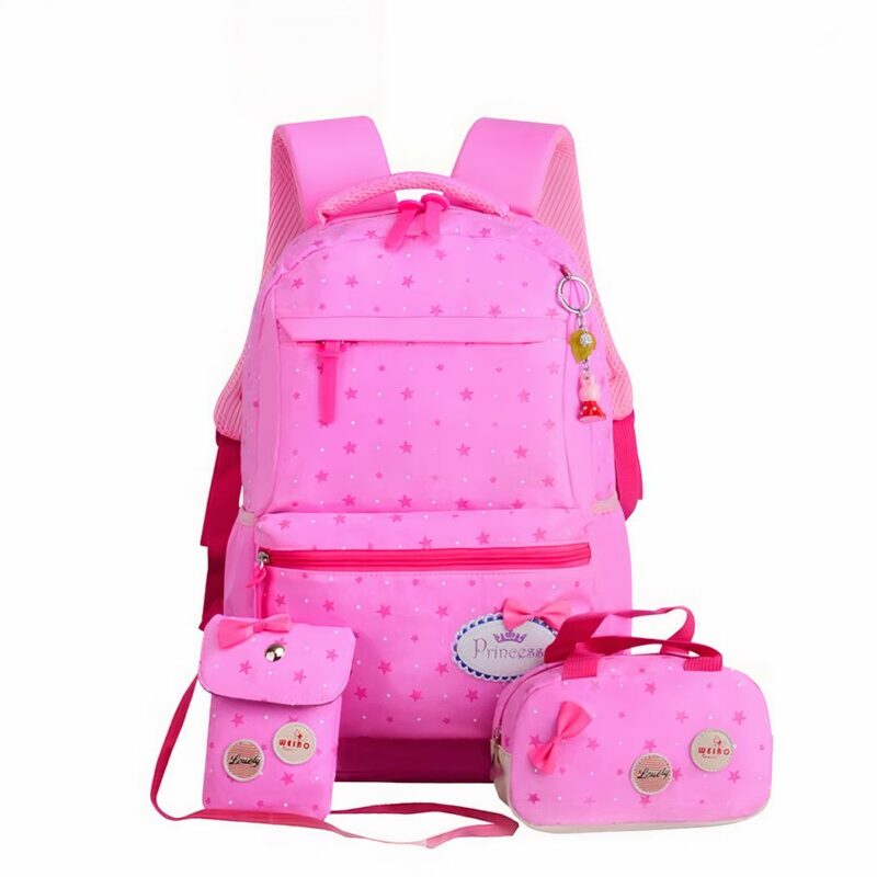 Confezione da 03 borse a stella con motivo a fiocco, colori rosa alla moda, buona qualità