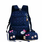 Confezione da 03 borse a stella con motivo a fiocco blu e laccetti rosa