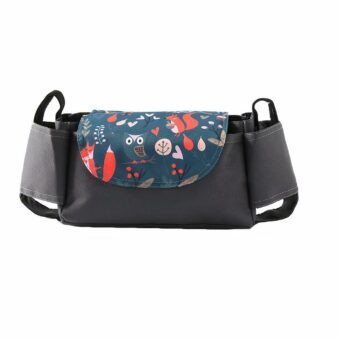 Borsa per carrozzina con design floreale per accessori per bambini in nero