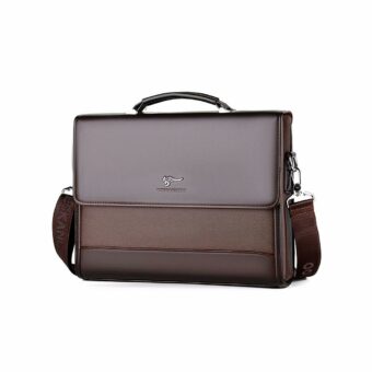 Elegante borsa marrone da uomo in PU, di altissima qualità