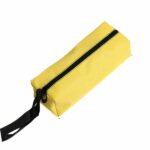 Borsa portaoggetti a tinta unita in poliestere giallo con chiusura nera